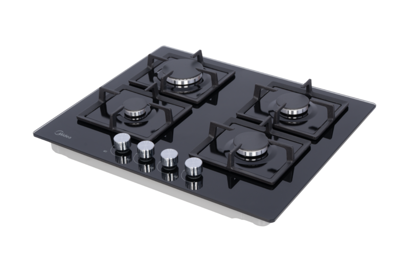 Midea 60cm 4 Burner Gas Hob – Black Glass