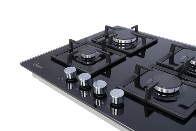 Midea 60cm 4 Burner Gas Hob – Black Glass