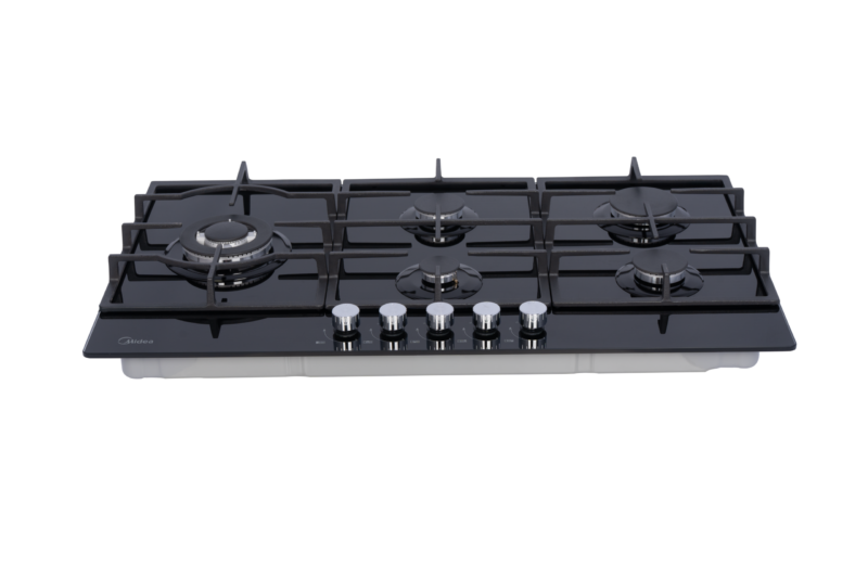 Midea 90cm Gas Hob – Black Glass