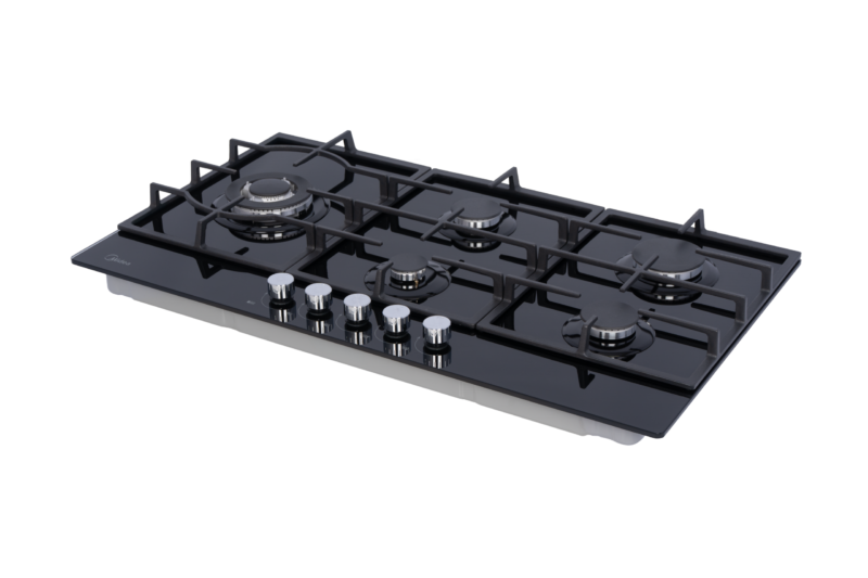 Midea 90cm Gas Hob – Black Glass