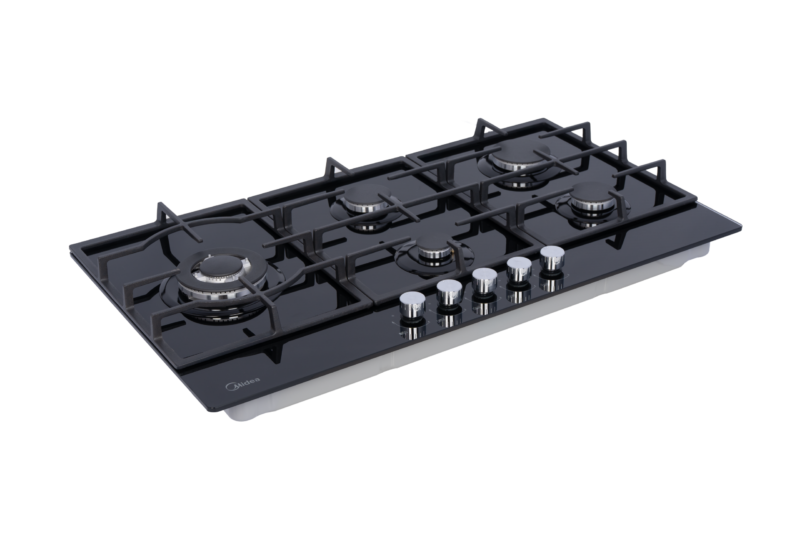 Midea 90cm Gas Hob – Black Glass