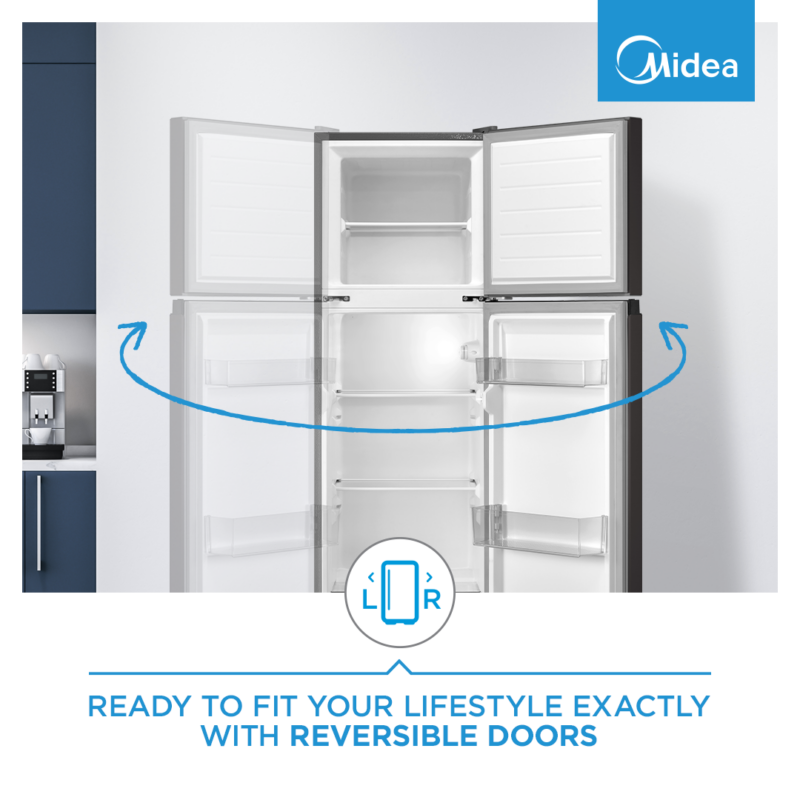 Midea 173L Top Freezer Fridge – Silver
