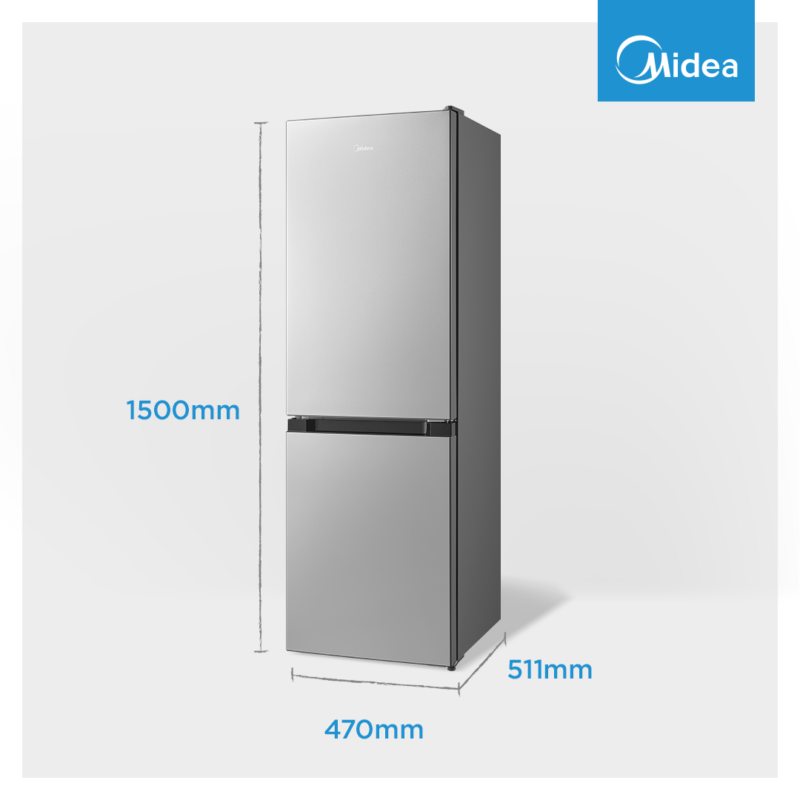Midea 169L Bottom Freezer Fridge – Silver