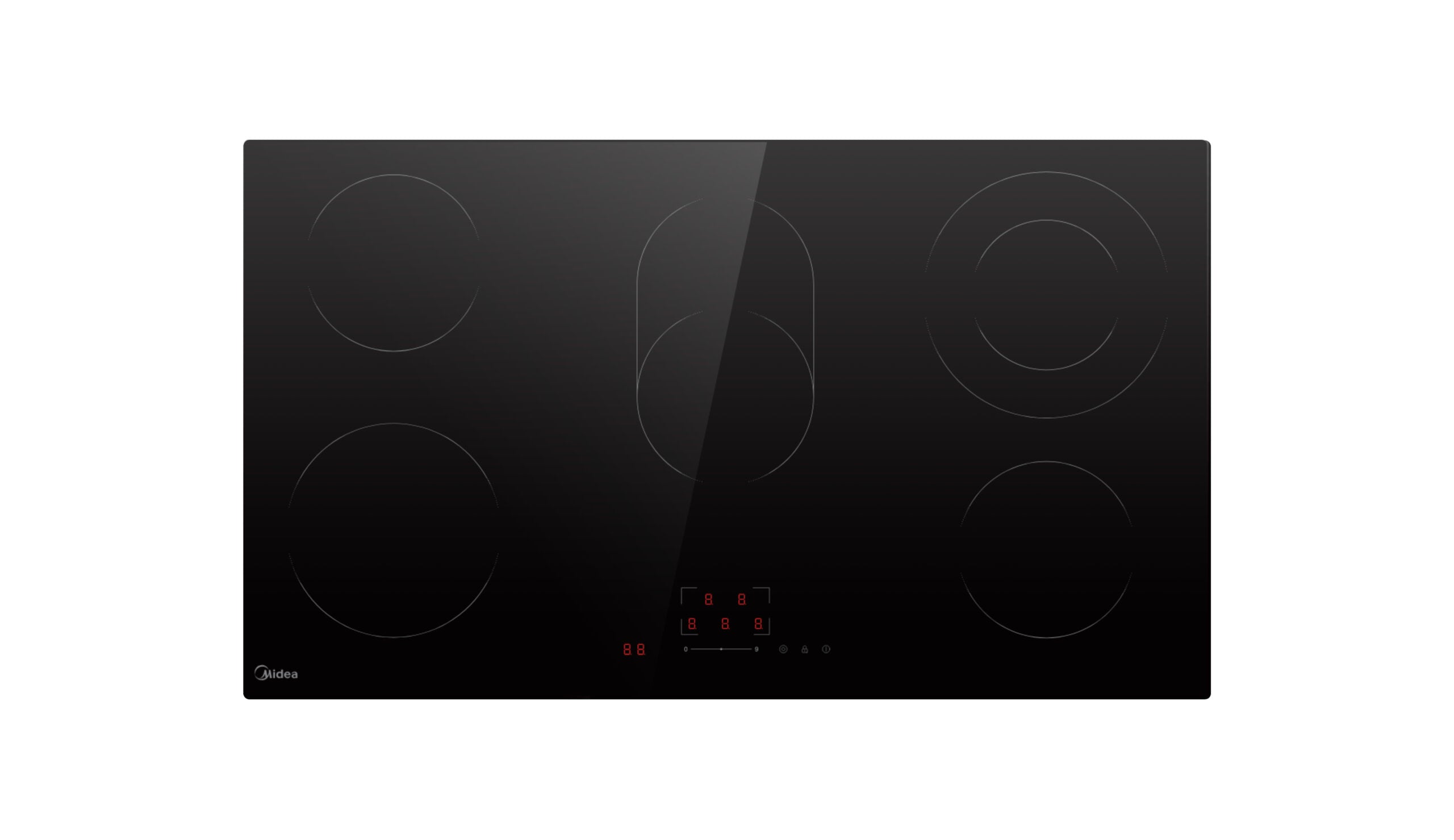 Midea 90 cm 5 Plate Digital Ceramic Hob – Black Glass