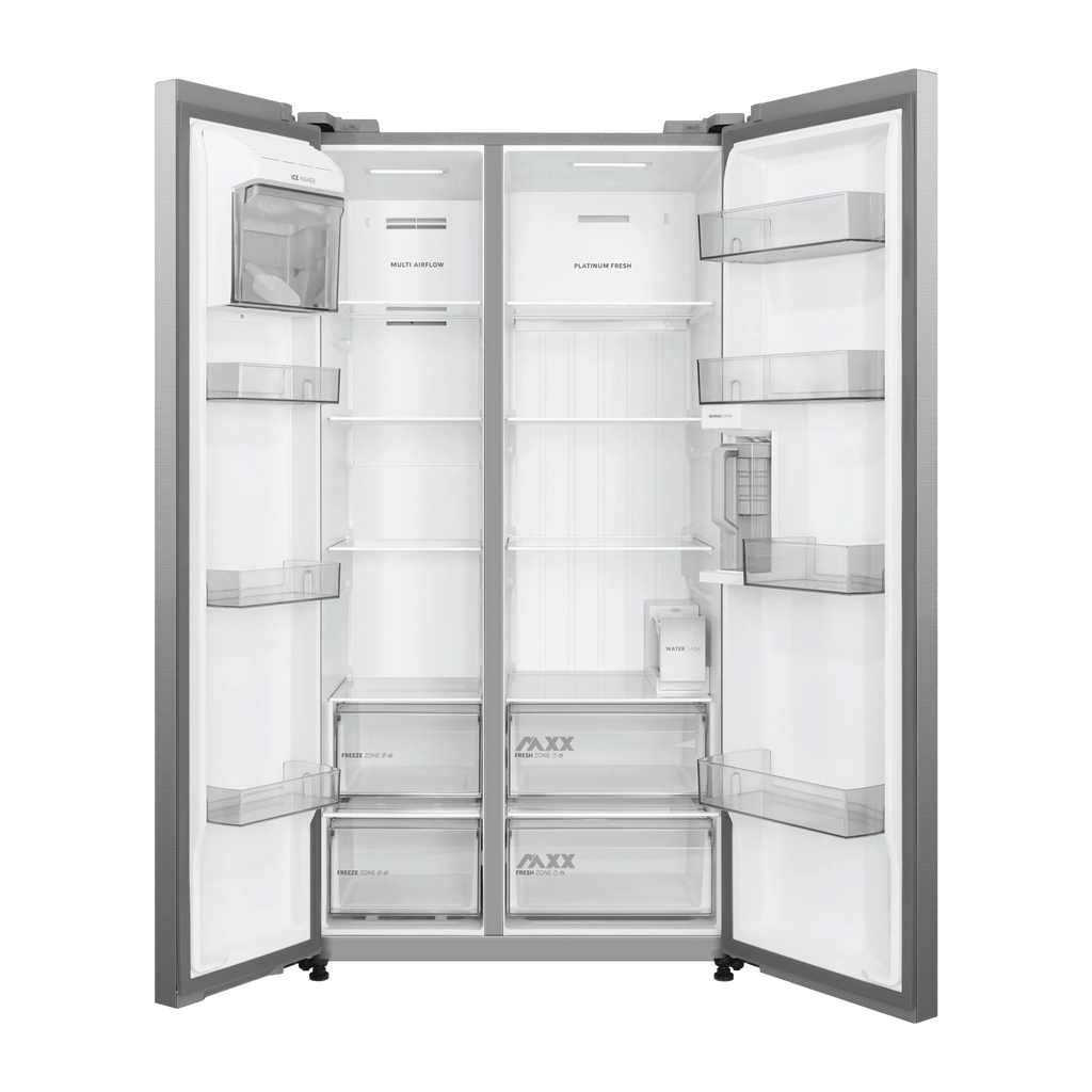 681L Side by Side Refrigerator – Inverter Quattro – Bru Steel