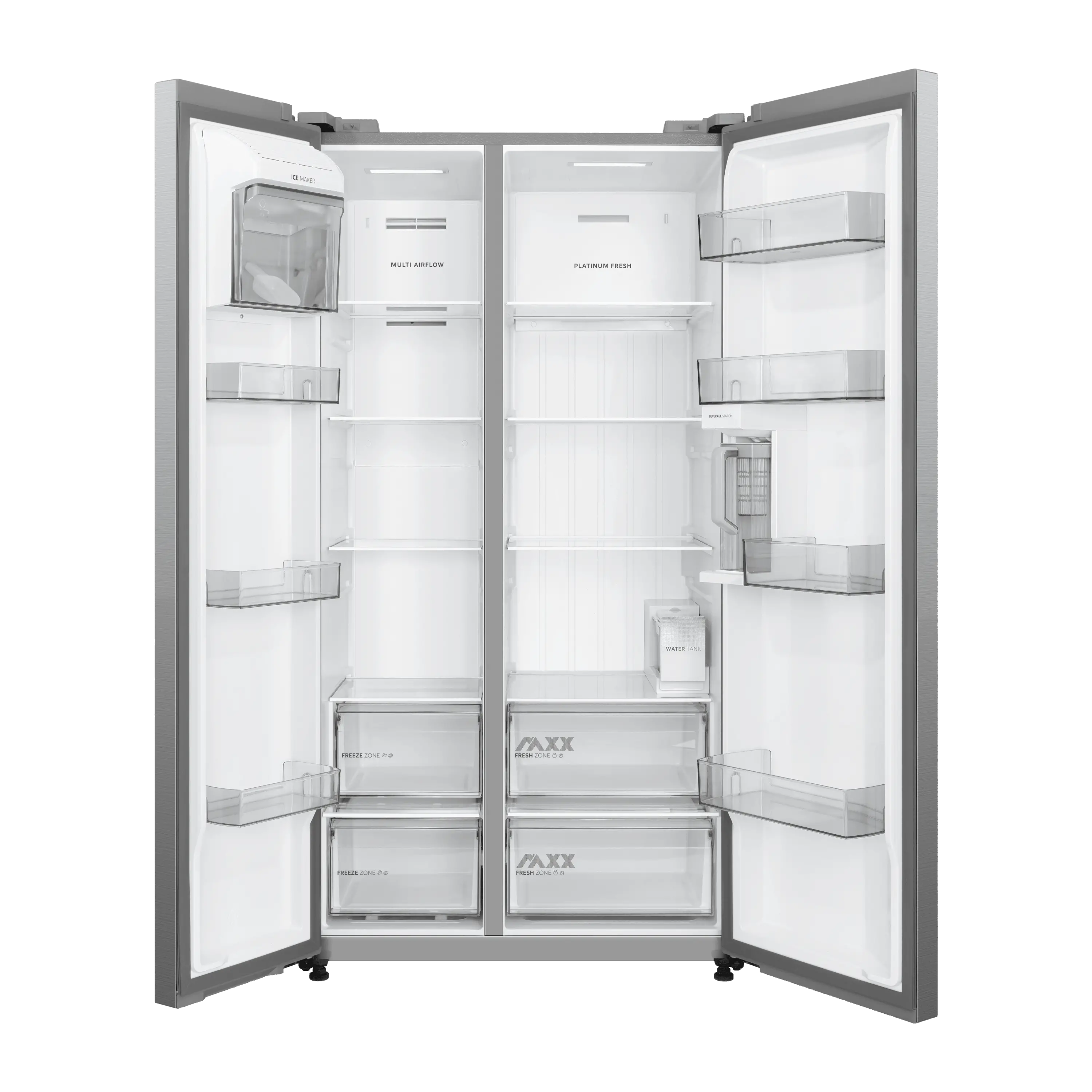 681L Side by Side Refrigerator – Inverter Quattro – Bru Steel
