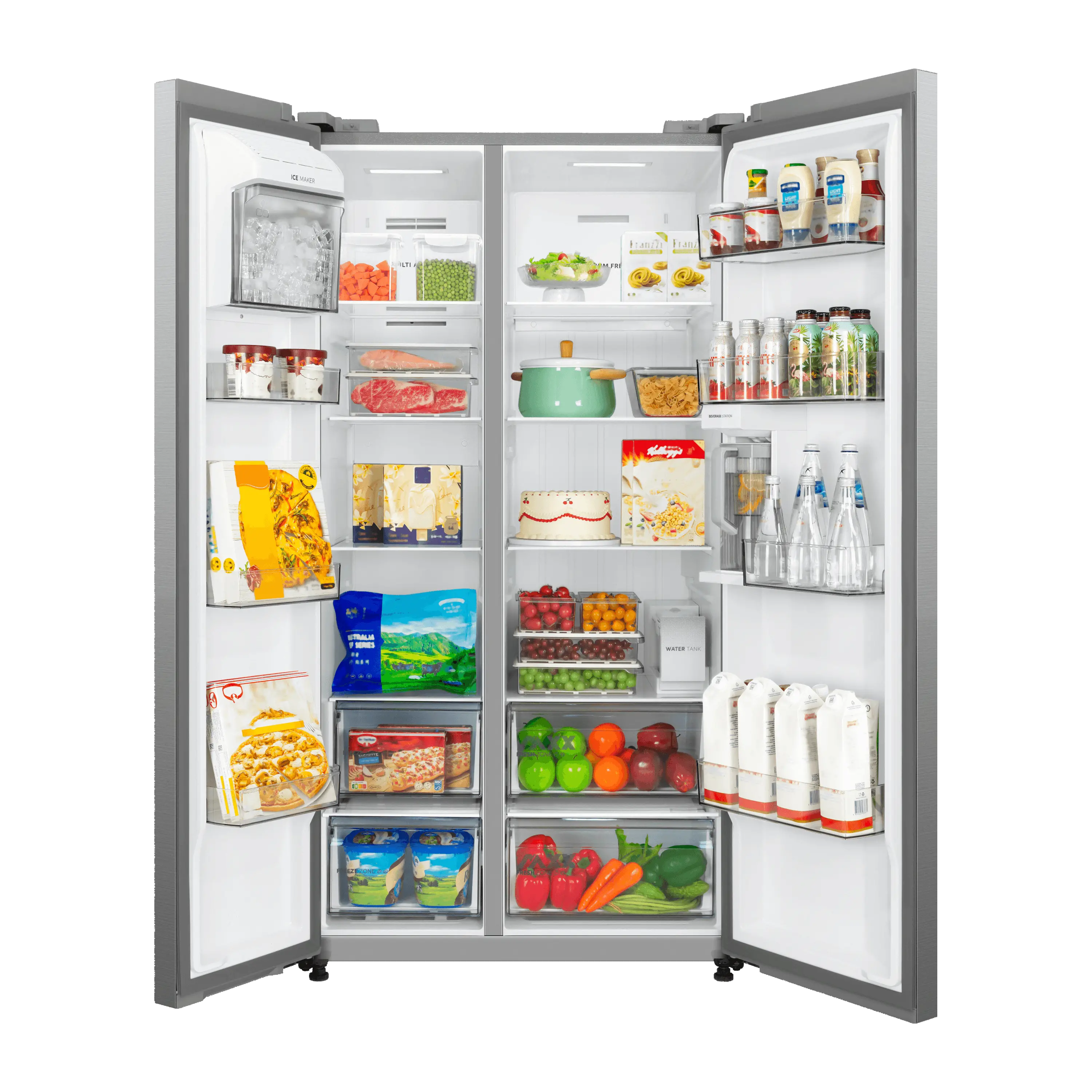 681L Side by Side Refrigerator – Inverter Quattro – Bru Steel