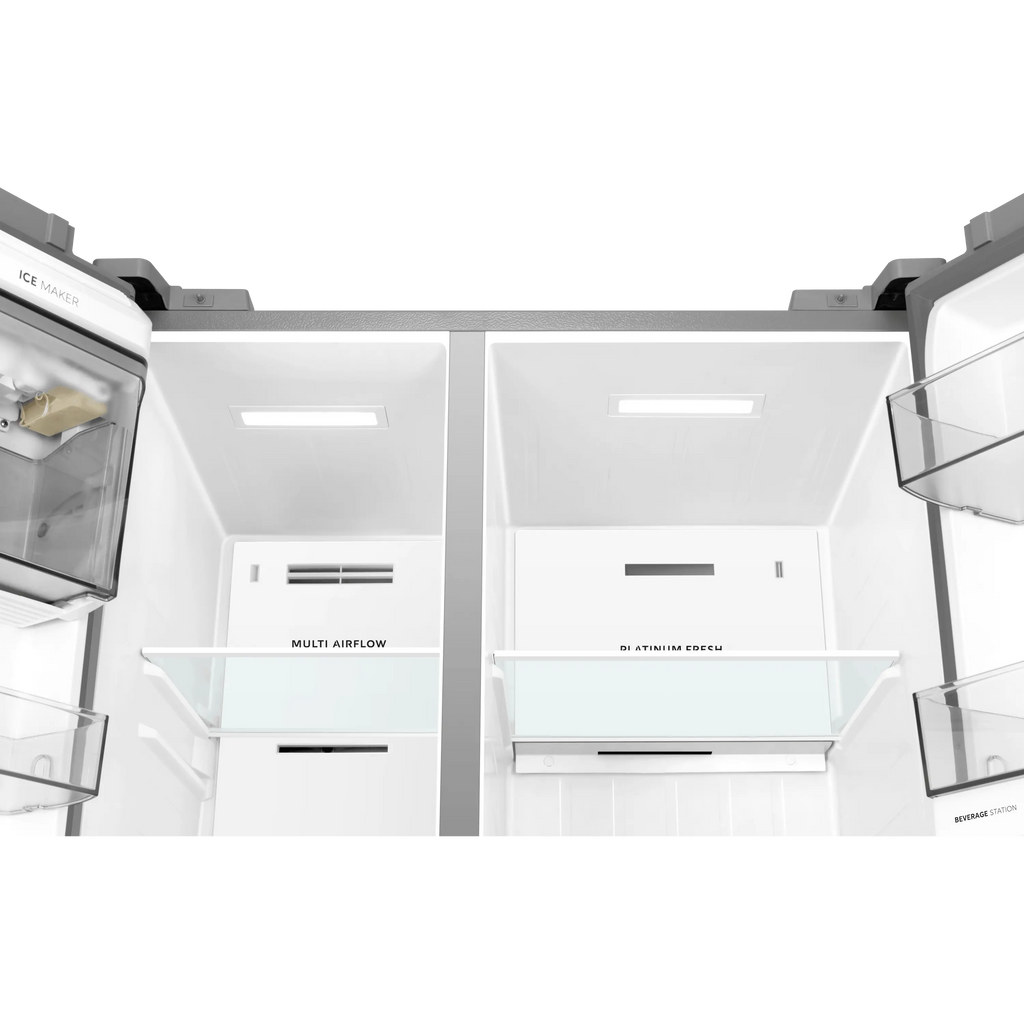 681L Side by Side Refrigerator – Inverter Quattro – Bru Steel