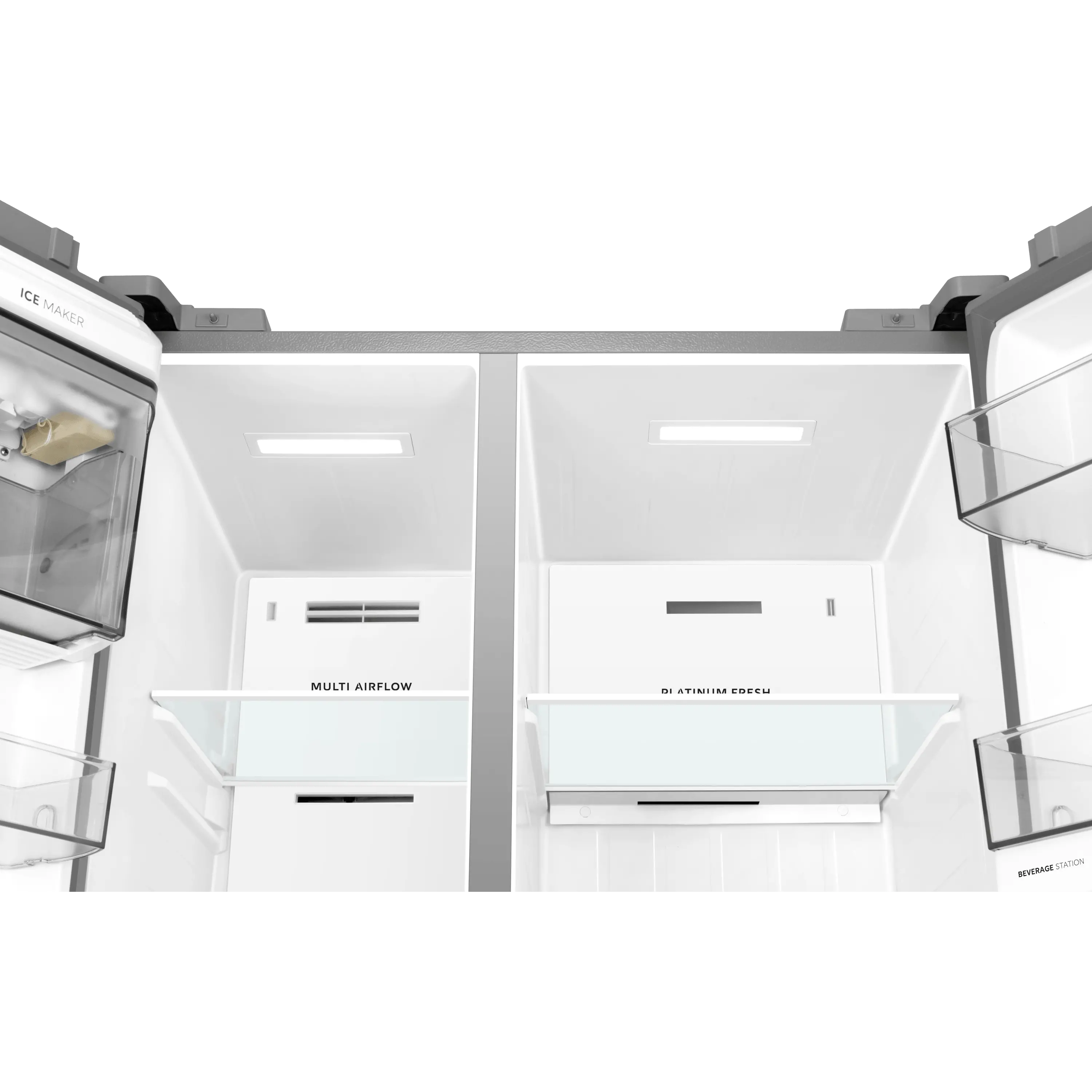 681L Side by Side Refrigerator – Inverter Quattro – Bru Steel